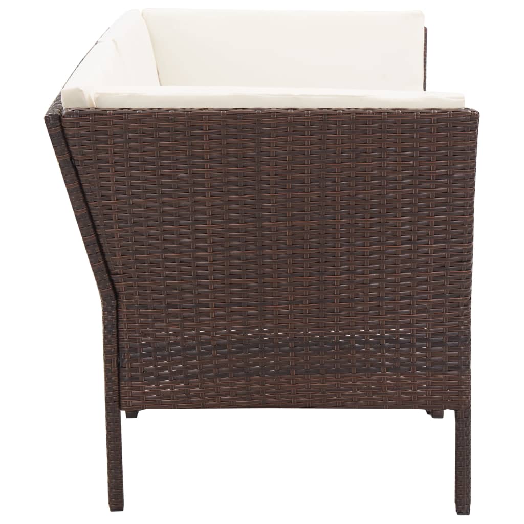 Set Divani da Giardino 6 pz con Cuscini in Polyrattan Marrone | homemem39