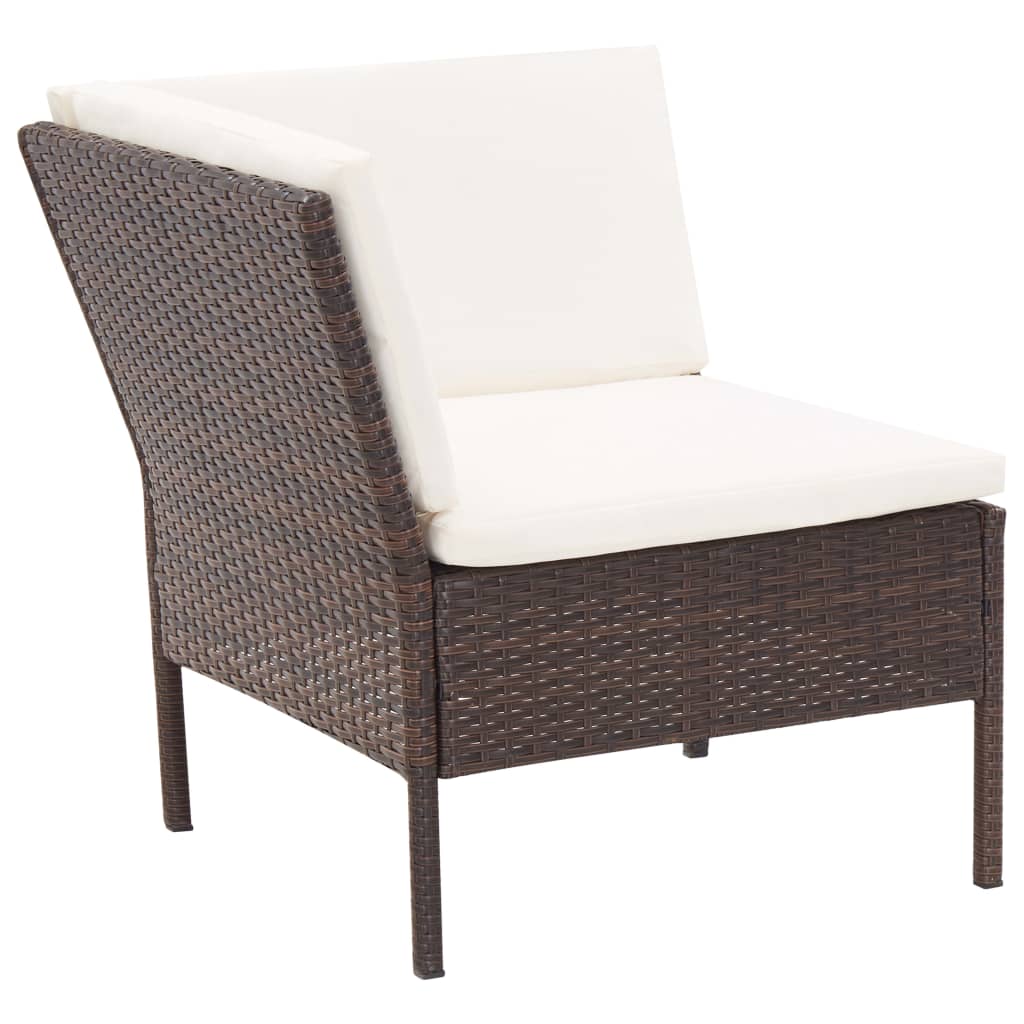 Set Divani da Giardino 6 pz con Cuscini in Polyrattan Marrone | homemem39