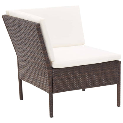 Set Divani da Giardino 6 pz con Cuscini in Polyrattan Marrone | homemem39