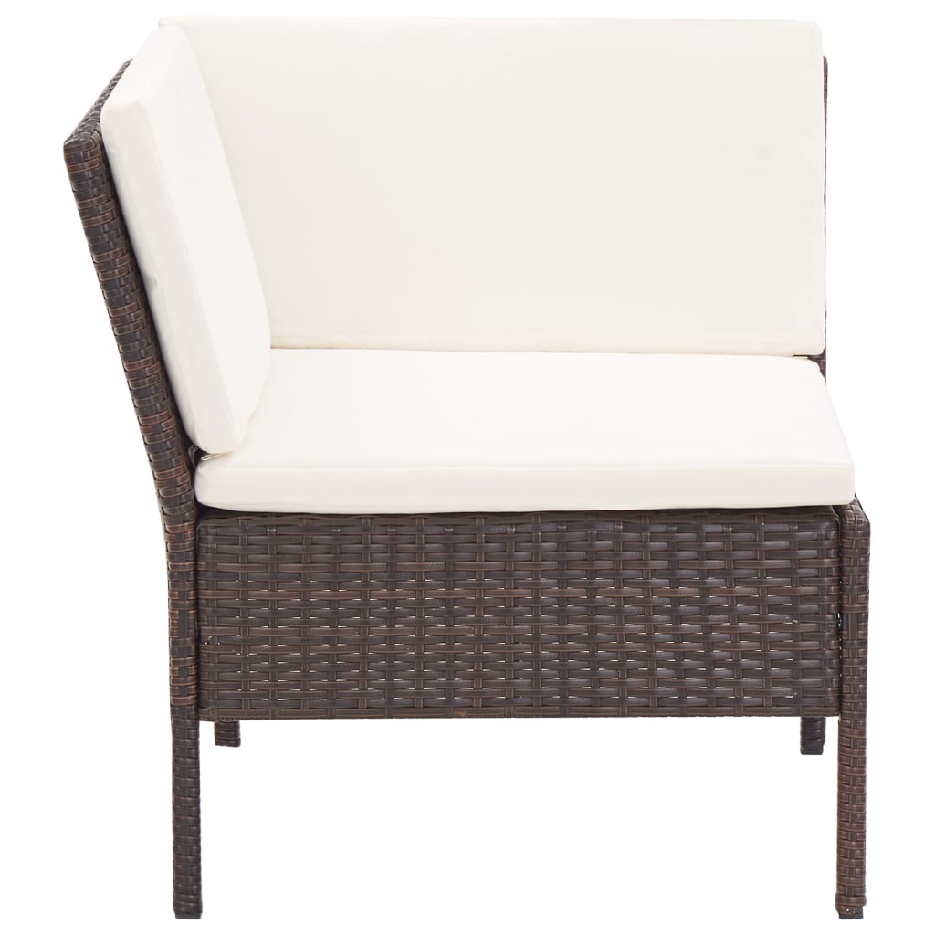 Set Divani da Giardino 6 pz con Cuscini in Polyrattan Marrone | homemem39