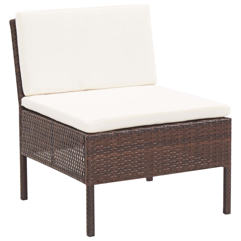 Set Divani da Giardino 6 pz con Cuscini in Polyrattan Marrone | homemem39