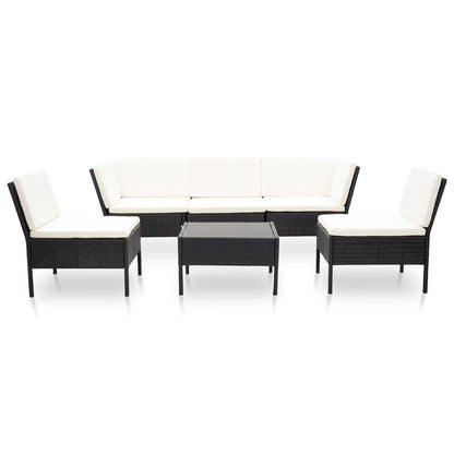 Set Divani da Giardino 6 pz con Cuscini in Polyrattan Nero | homemem39