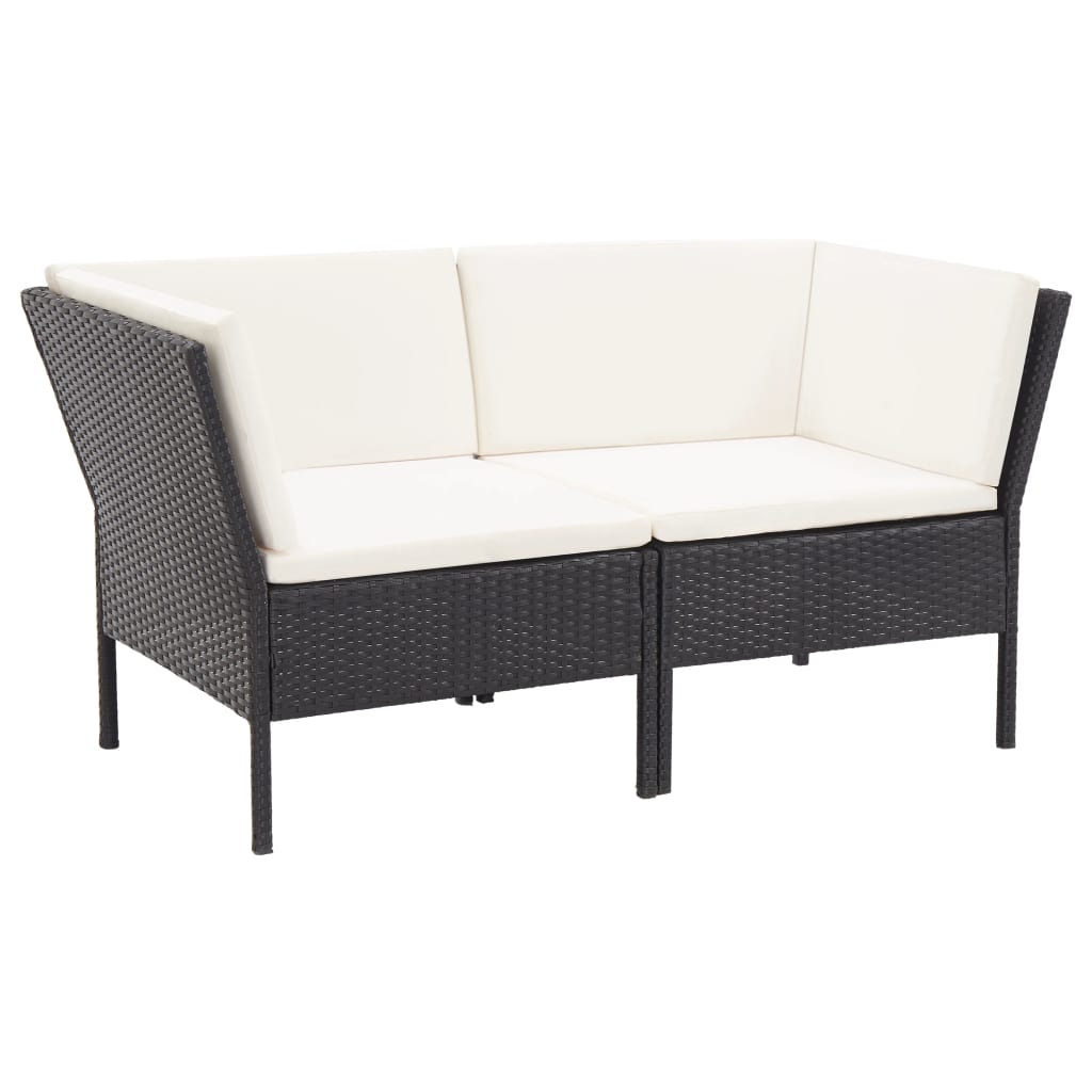 Set Divani da Giardino 6 pz con Cuscini in Polyrattan Nero | homemem39