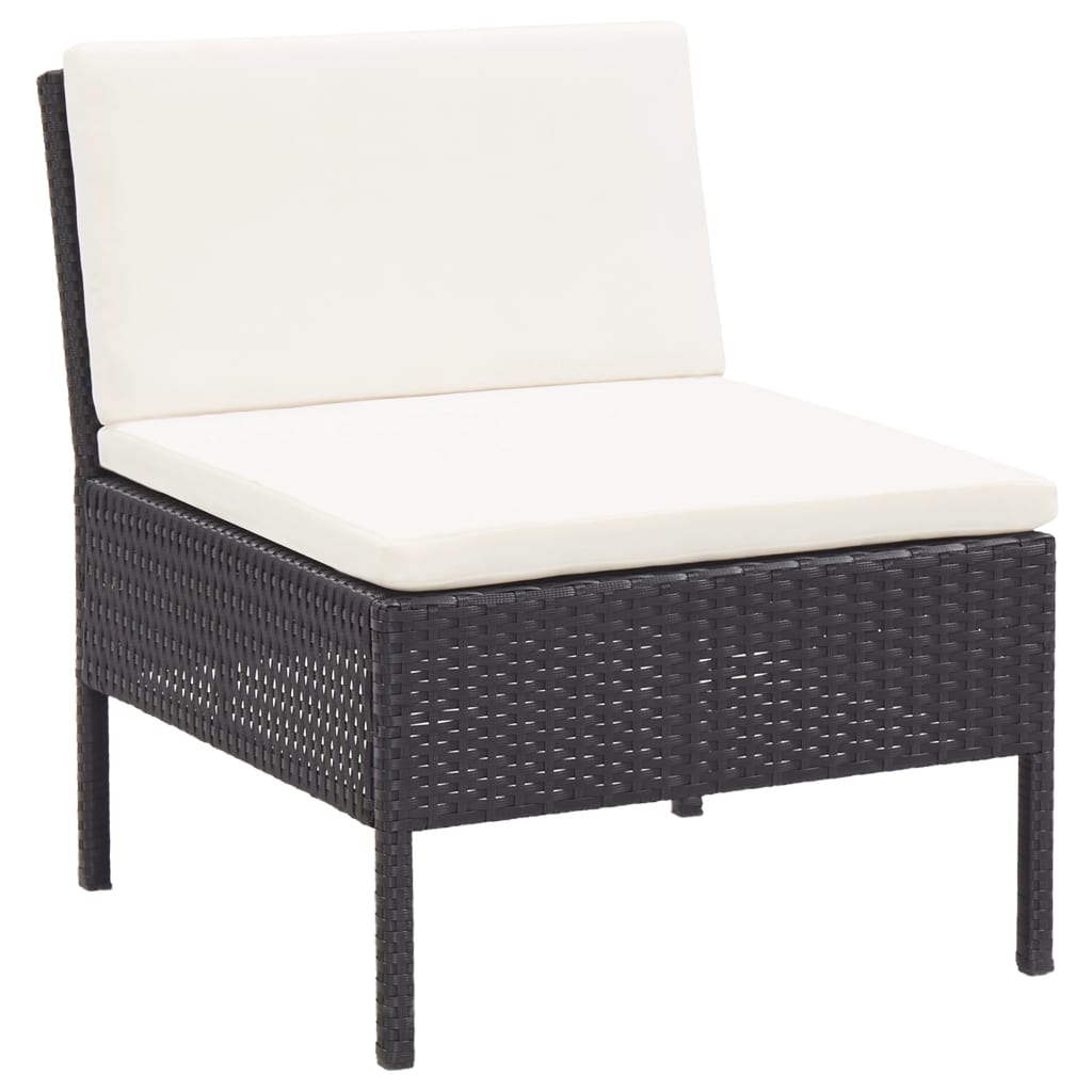 Set Divani da Giardino 6 pz con Cuscini in Polyrattan Nero | homemem39