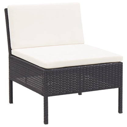 Set Divani da Giardino 6 pz con Cuscini in Polyrattan Nero | homemem39