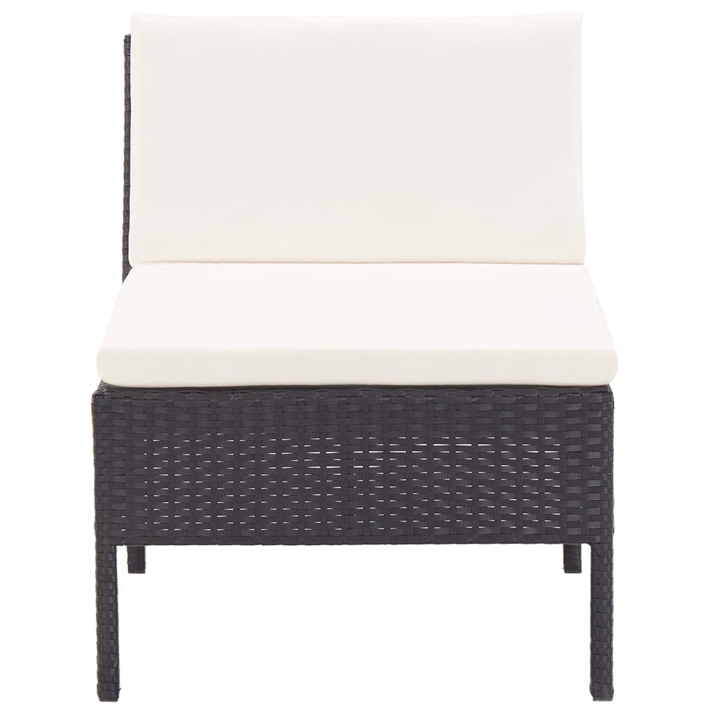 Set Divani da Giardino 6 pz con Cuscini in Polyrattan Nero | homemem39