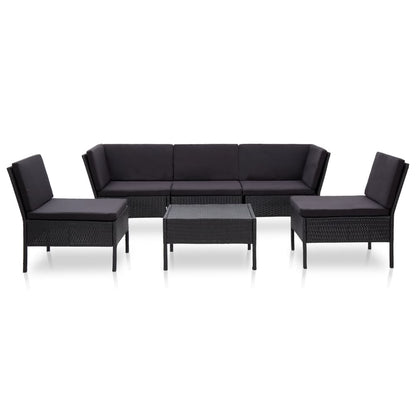 Set Divani da Giardino 6 pz con Cuscini in Polyrattan Nero | homemem39