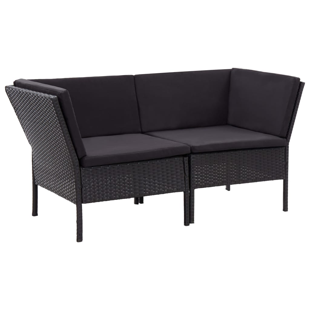 Set Divani da Giardino 6 pz con Cuscini in Polyrattan Nero | homemem39