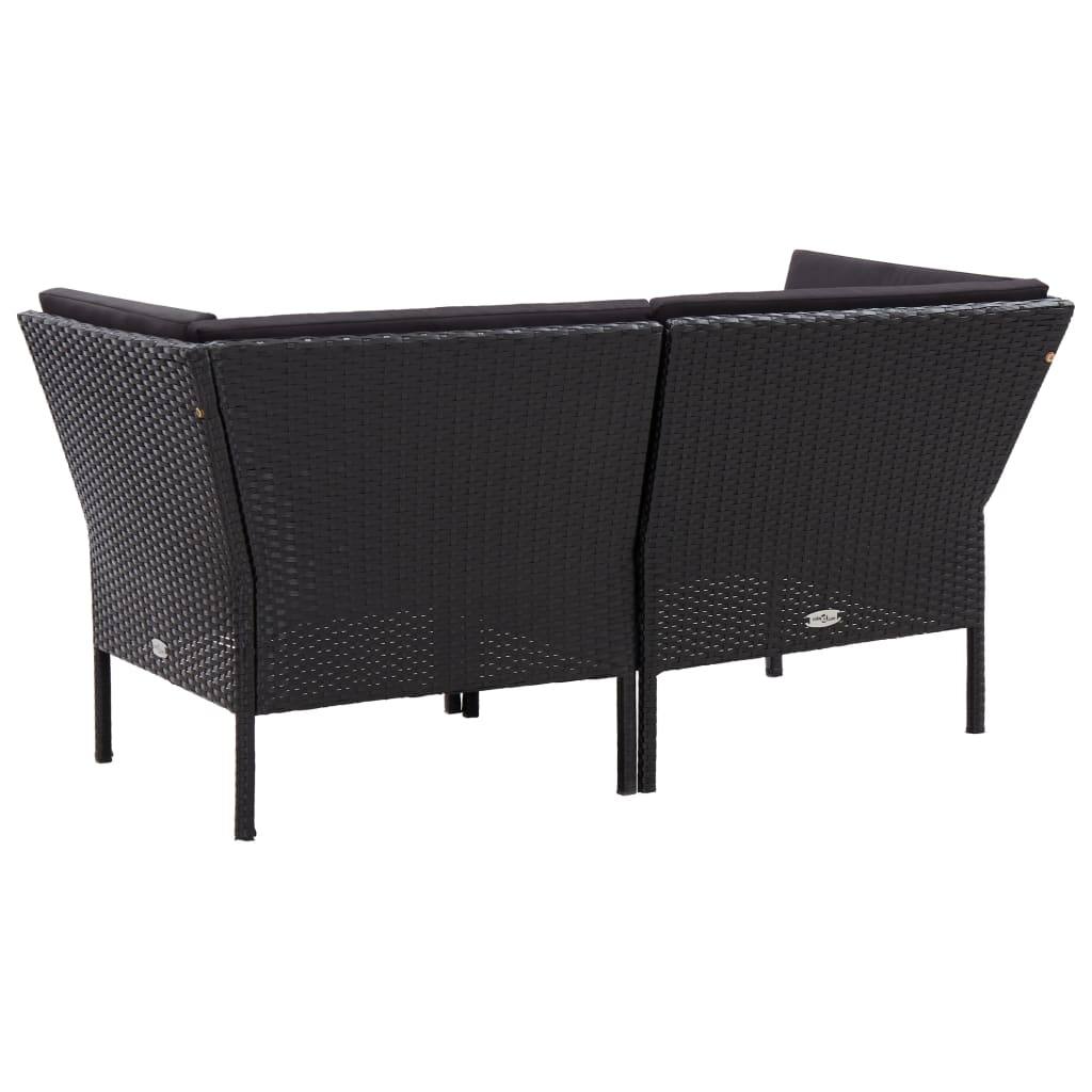 Set Divani da Giardino 6 pz con Cuscini in Polyrattan Nero | homemem39