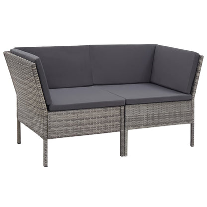 Set Divani da Giardino 6 pz con Cuscini in Polyrattan Grigio | homemem39
