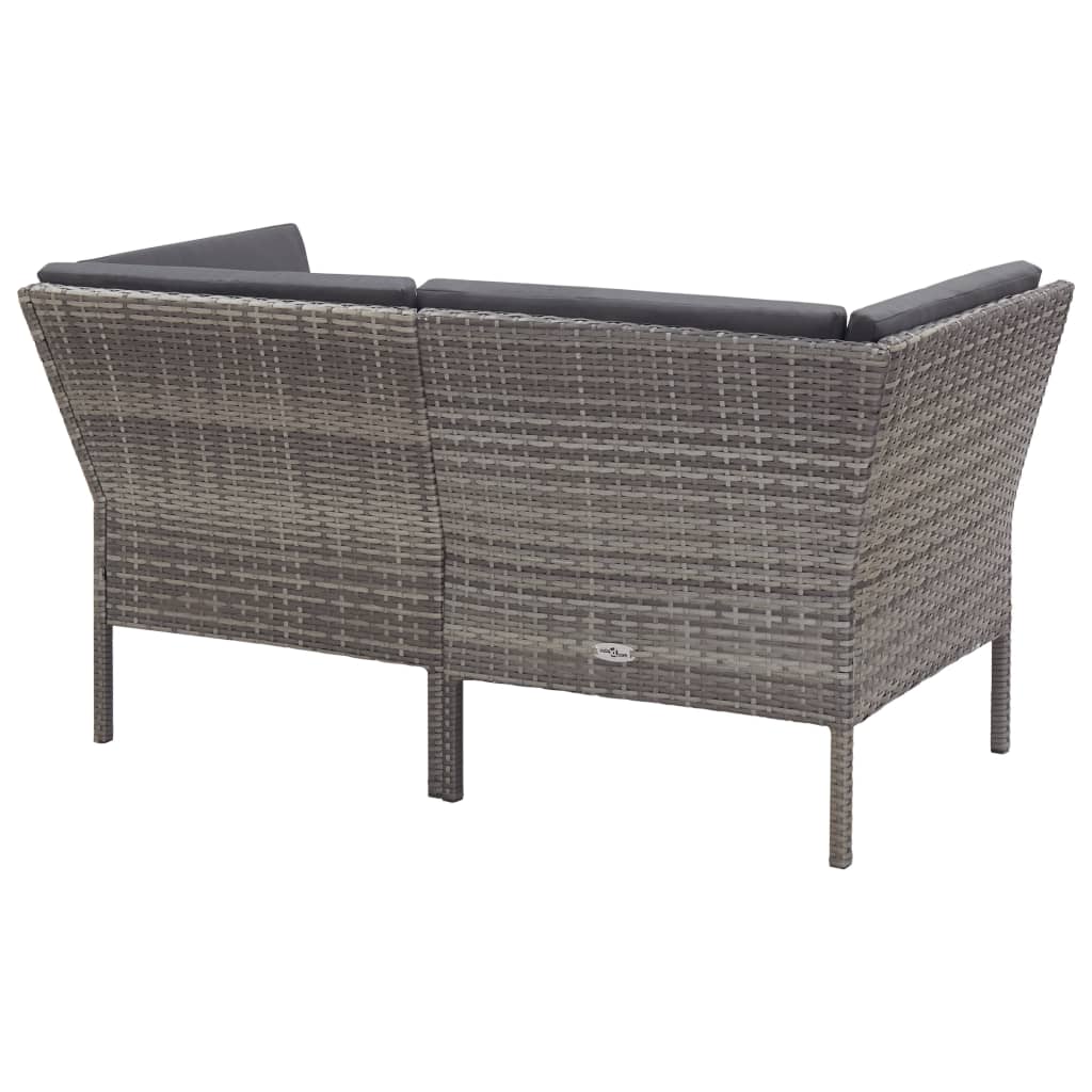 Set Divani da Giardino 6 pz con Cuscini in Polyrattan Grigio | homemem39