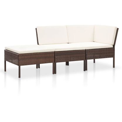 Set Divani da Giardino 8 pz con Cuscini in Polyrattan Marrone