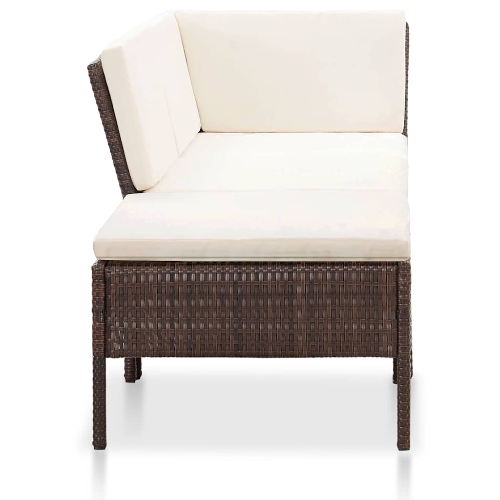 Set Divani da Giardino 8 pz con Cuscini in Polyrattan Marrone