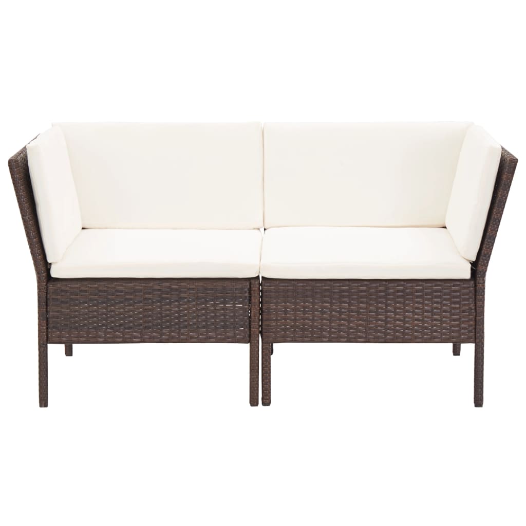 Set Divani da Giardino 8 pz con Cuscini in Polyrattan Marrone | homemem39