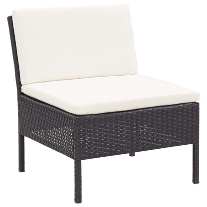 Set Divani da Giardino 8 pz con Cuscini in Polyrattan Nero