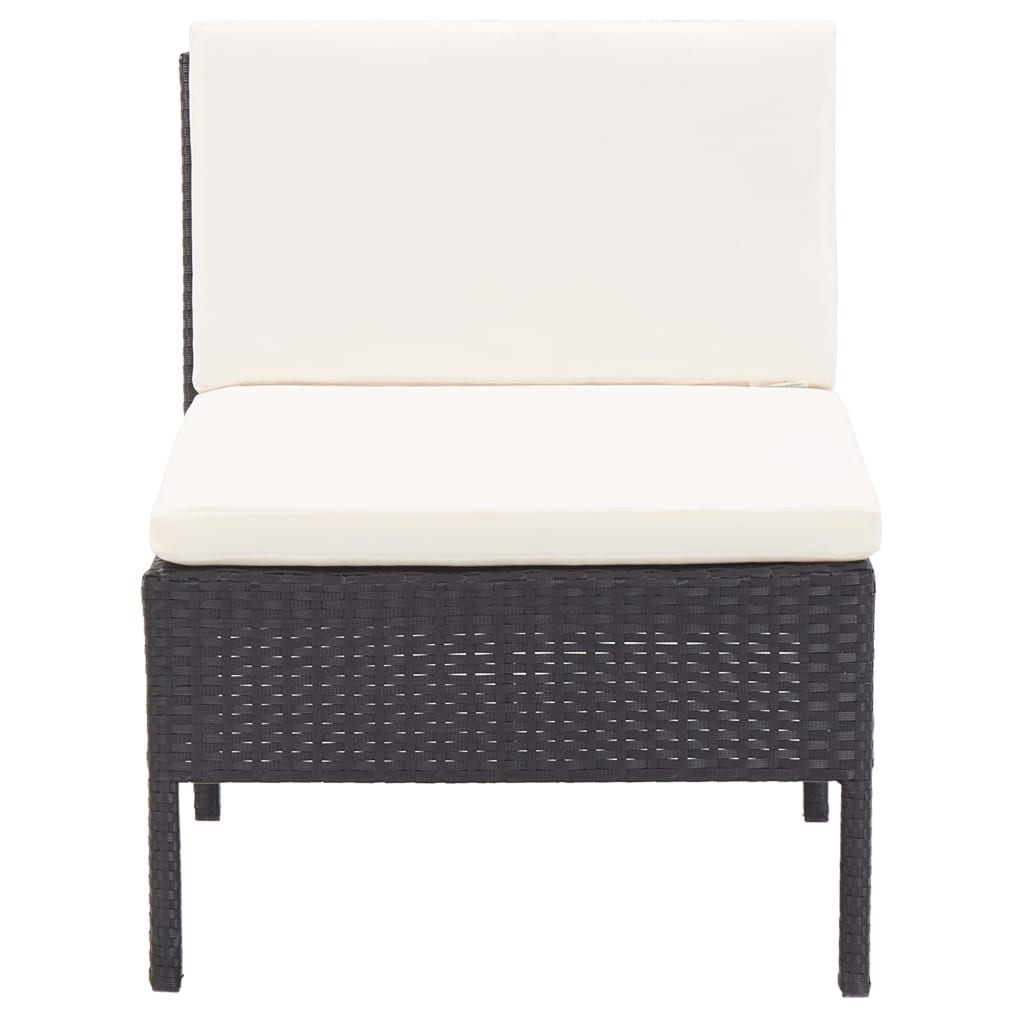 Set Divani da Giardino 8 pz con Cuscini in Polyrattan Nero