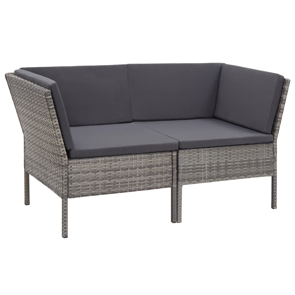Set Divani da Giardino 8 pz con Cuscini in Polyrattan Grigio | homemem39