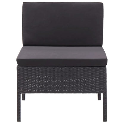 Set Divani da Giardino 3 pz con Cuscini in Polyrattan Nero - homemem39
