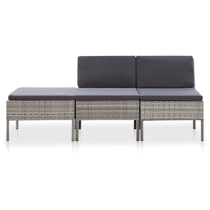 Set Divani da Giardino 3 pz con Cuscini in Polyrattan