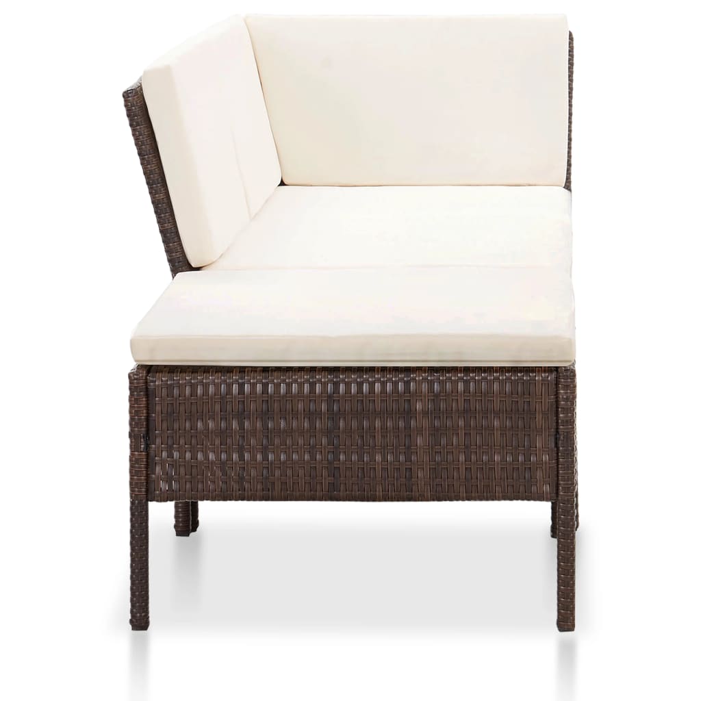 Set Divani da Giardino 3 pz con Cuscini in Polyrattan Marrone - homemem39