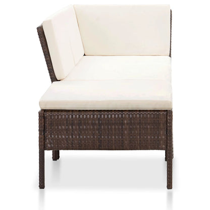 Set Divani da Giardino 3 pz con Cuscini in Polyrattan Marrone - homemem39