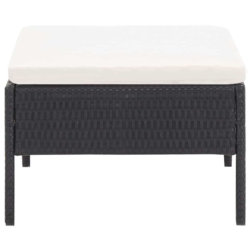Set Divani da Giardino 3 pz con Cuscini in Polyrattan Nero