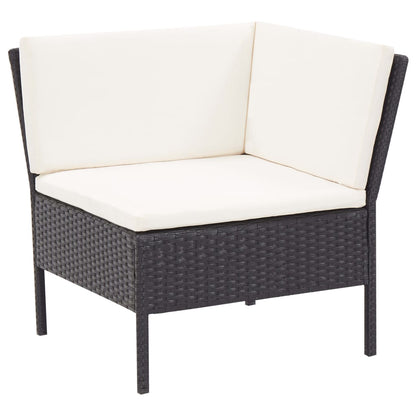 Set Divani da Giardino 3 pz con Cuscini in Polyrattan Nero | homemem39