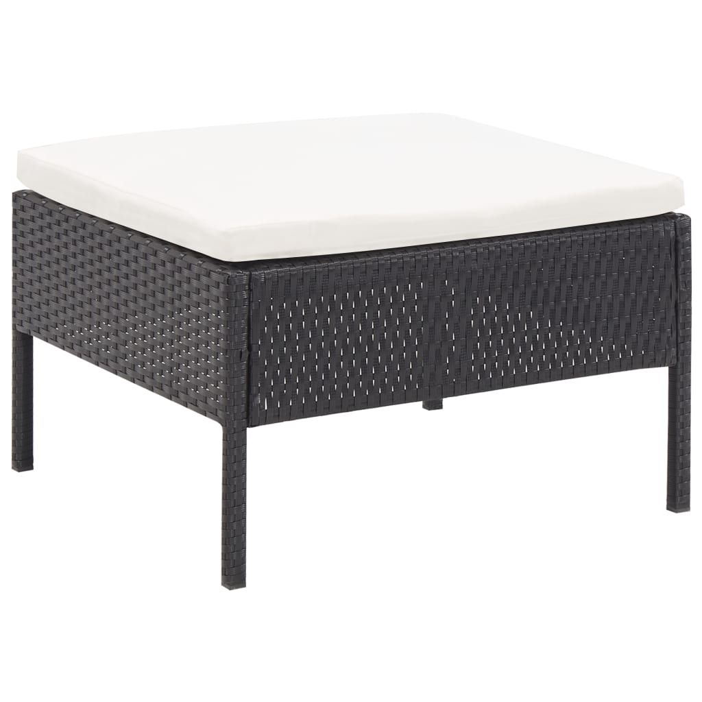 Set Divani da Giardino 3 pz con Cuscini in Polyrattan Nero | homemem39