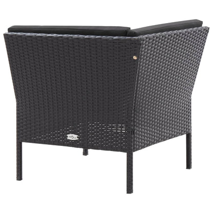 Set Divani da Giardino 3 pz con Cuscini in Polyrattan Nero | homemem39