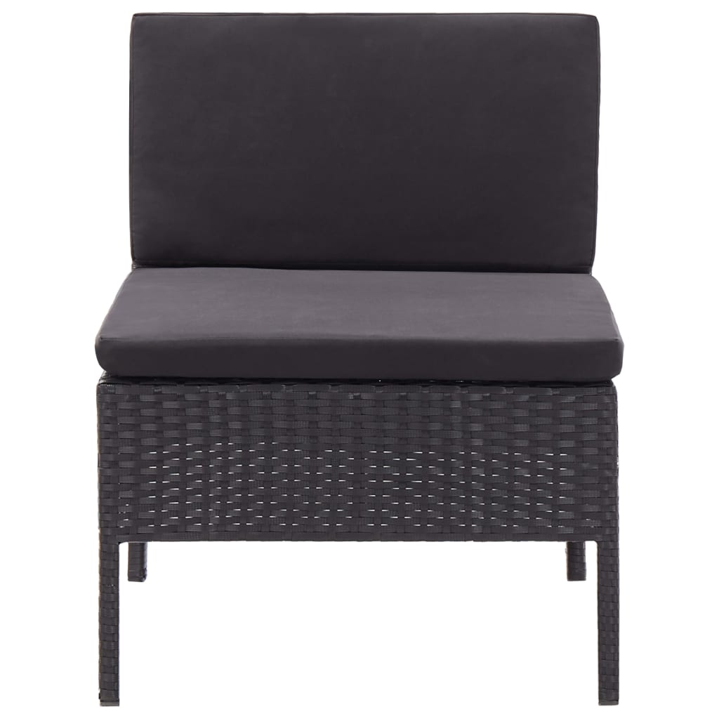 Set Divani da Giardino 3 pz con Cuscini in Polyrattan Nero | homemem39