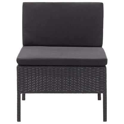 Set Divani da Giardino 3 pz con Cuscini in Polyrattan Nero | homemem39