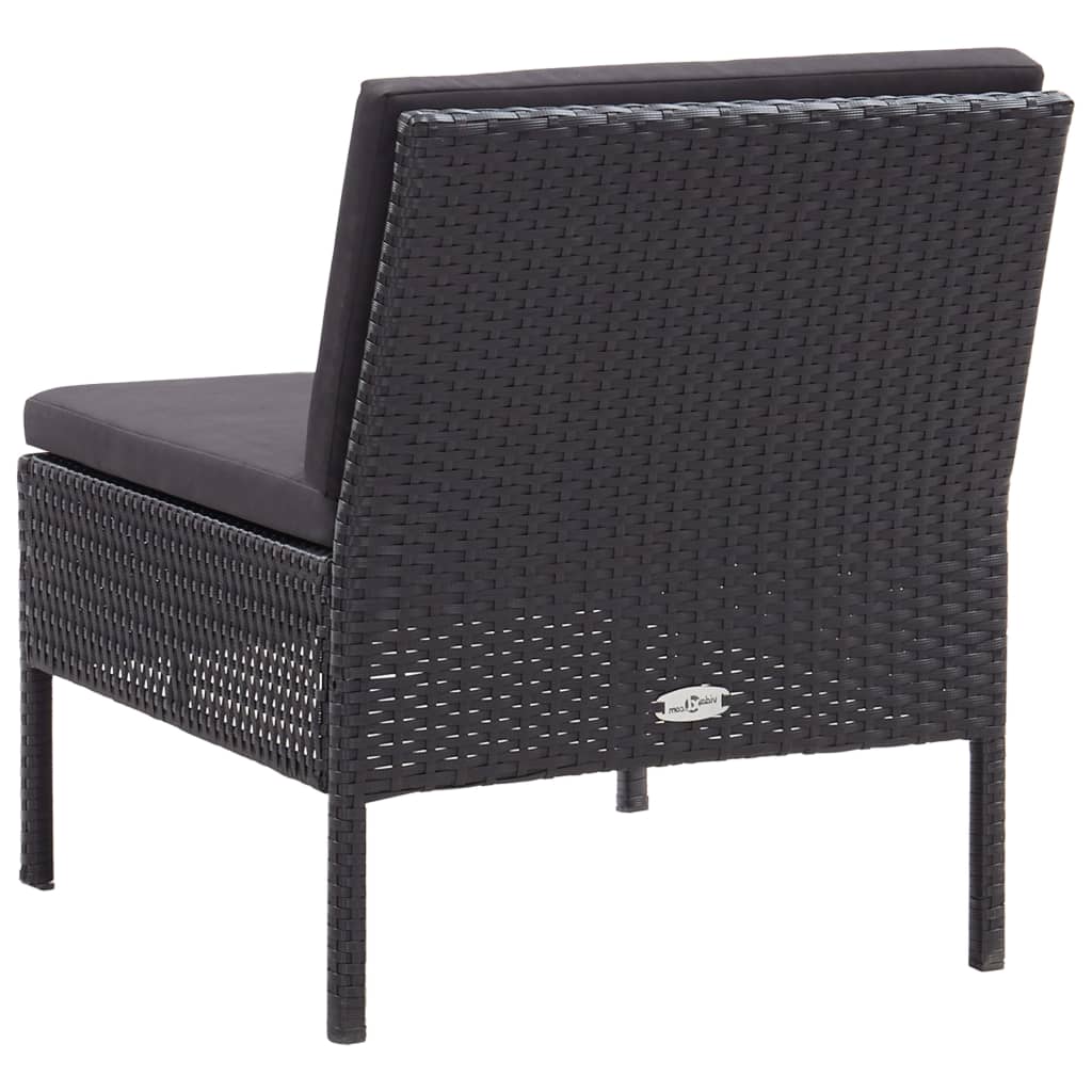Set Divani da Giardino 3 pz con Cuscini in Polyrattan Nero | homemem39