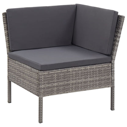 Set Divani da Giardino 3 pz con Cuscini in Polyrattan Grigio | homemem39