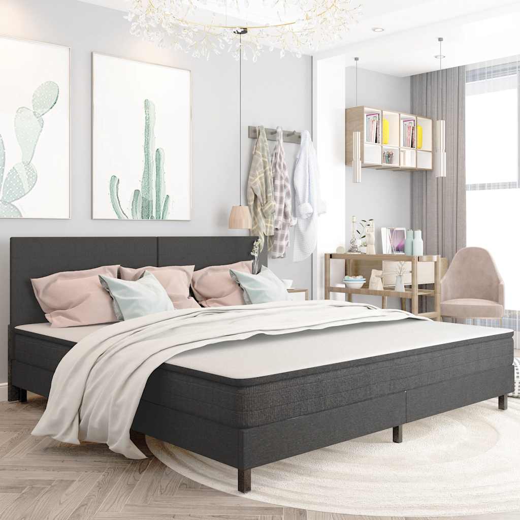 Letto a Molle Grigio in Tessuto 200x200 cm | homemem39