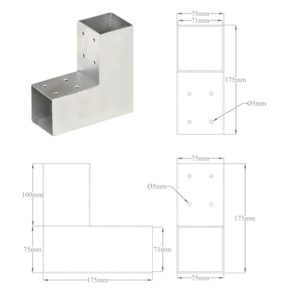 Connettore per Pali a Forma di L in Metallo Zincato 71x71 mm | homemem39