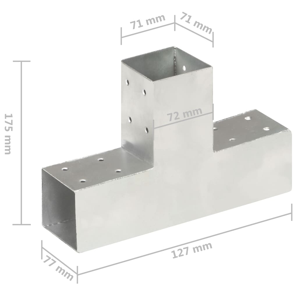 Connettore per Pali a Forma di T in Metallo Zincato 71x71 mm | homemem39