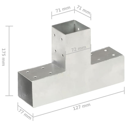 Connettori per Pali a Forma di T 4 pz Metallo Zincato 71x71 mm | homemem39