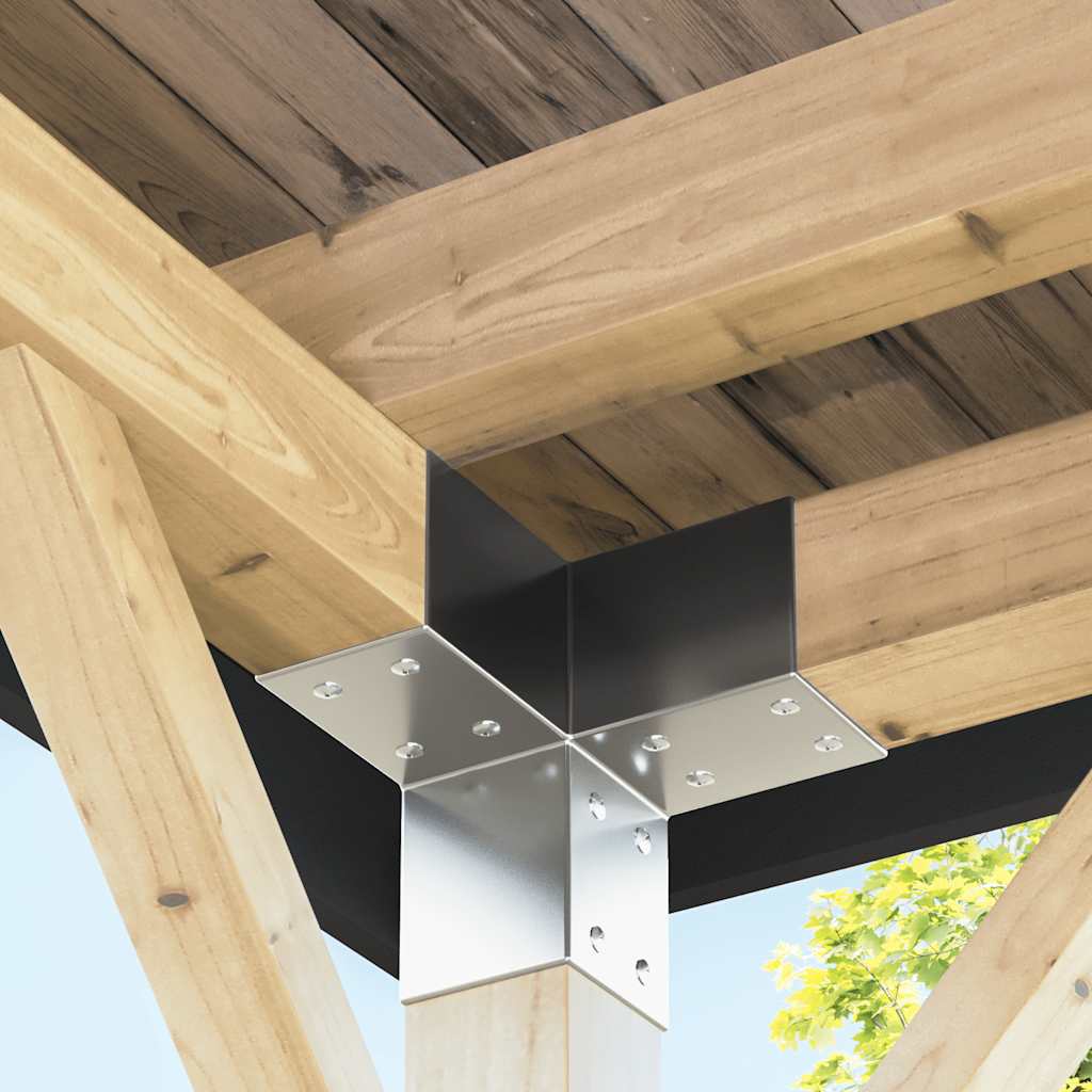 Connettori per Pali a Forma di Y 4 pz Metallo Zincato 71x71 mm | homemem39