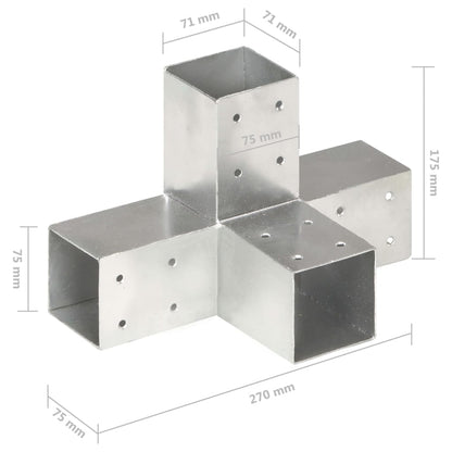 Connettori per Pali a Forma di X 4 pz in Metallo Zincato 71x71 mm | homemem39