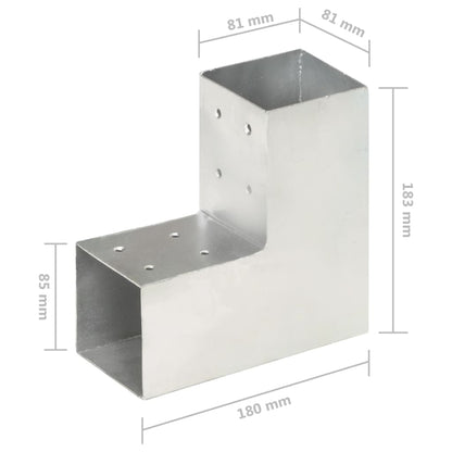 Connettori per Pali a Forma di L 4 pz Metallo Zincato 81x81 mm | homemem39