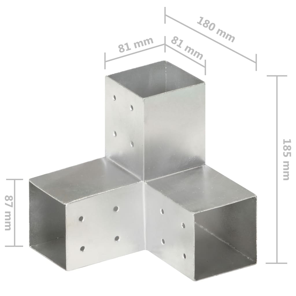 Connettore per Pali a Forma di Y in Metallo Zincato 81x81 mm | homemem39