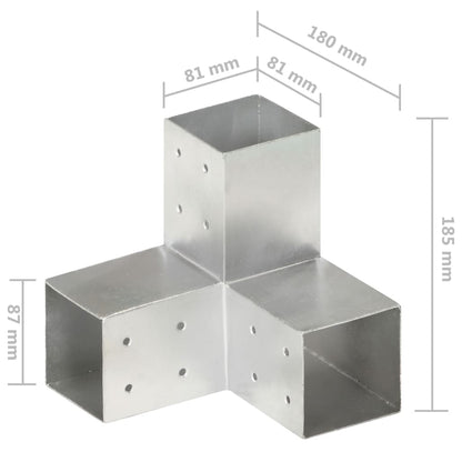 Connettori per Pali a Forma di Y 4 pz Metallo Zincato 81x81 mm | homemem39