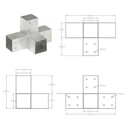 Connettore per Pali a Forma di X in Metallo Zincato 81x81 mm | homemem39