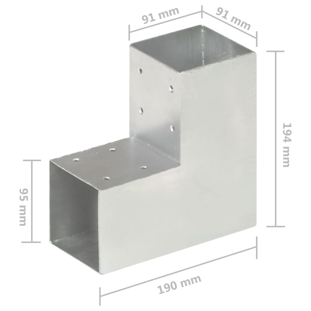 Connettore per Pali a Forma di L in Metallo Zincato 91x91 mm | homemem39