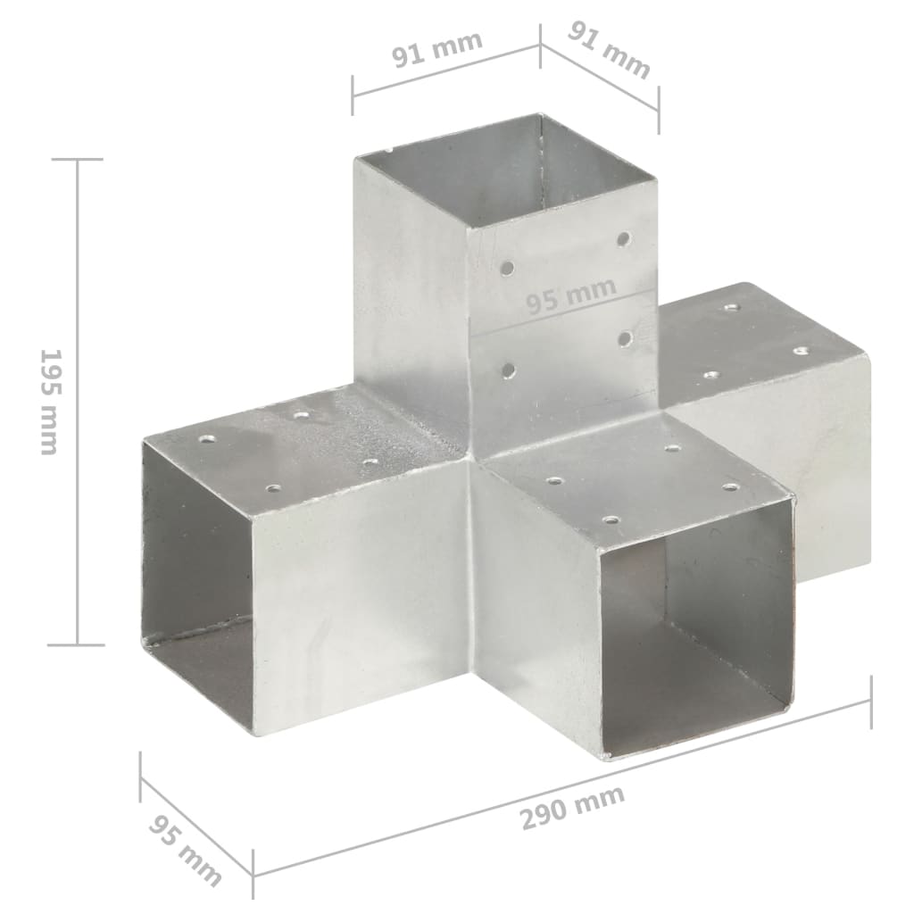 Connettore per Pali a Forma di X in Metallo Zincato 91x91 mm | homemem39