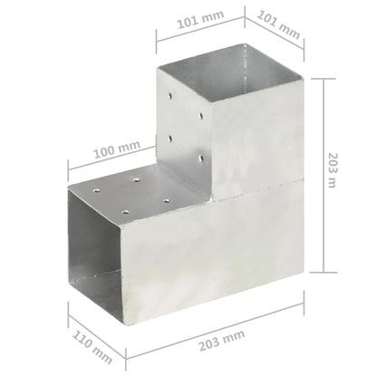 Connettore per Pali a Forma di L in Metallo Zincato 101x101 mm | homemem39