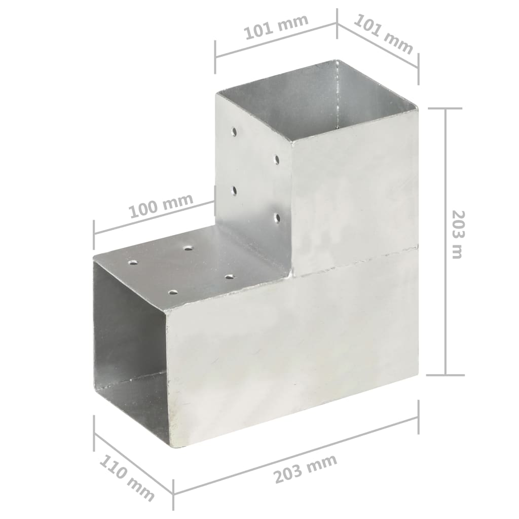 Connettori Pali a Forma di L 4 pz in Metallo Zincato 101x101 mm | homemem39