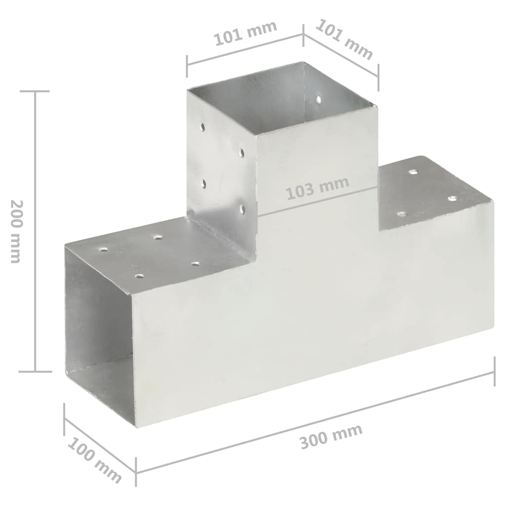 Connettori Pali a Forma di T 4 pz in Metallo Zincato 101x101 mm | homemem39