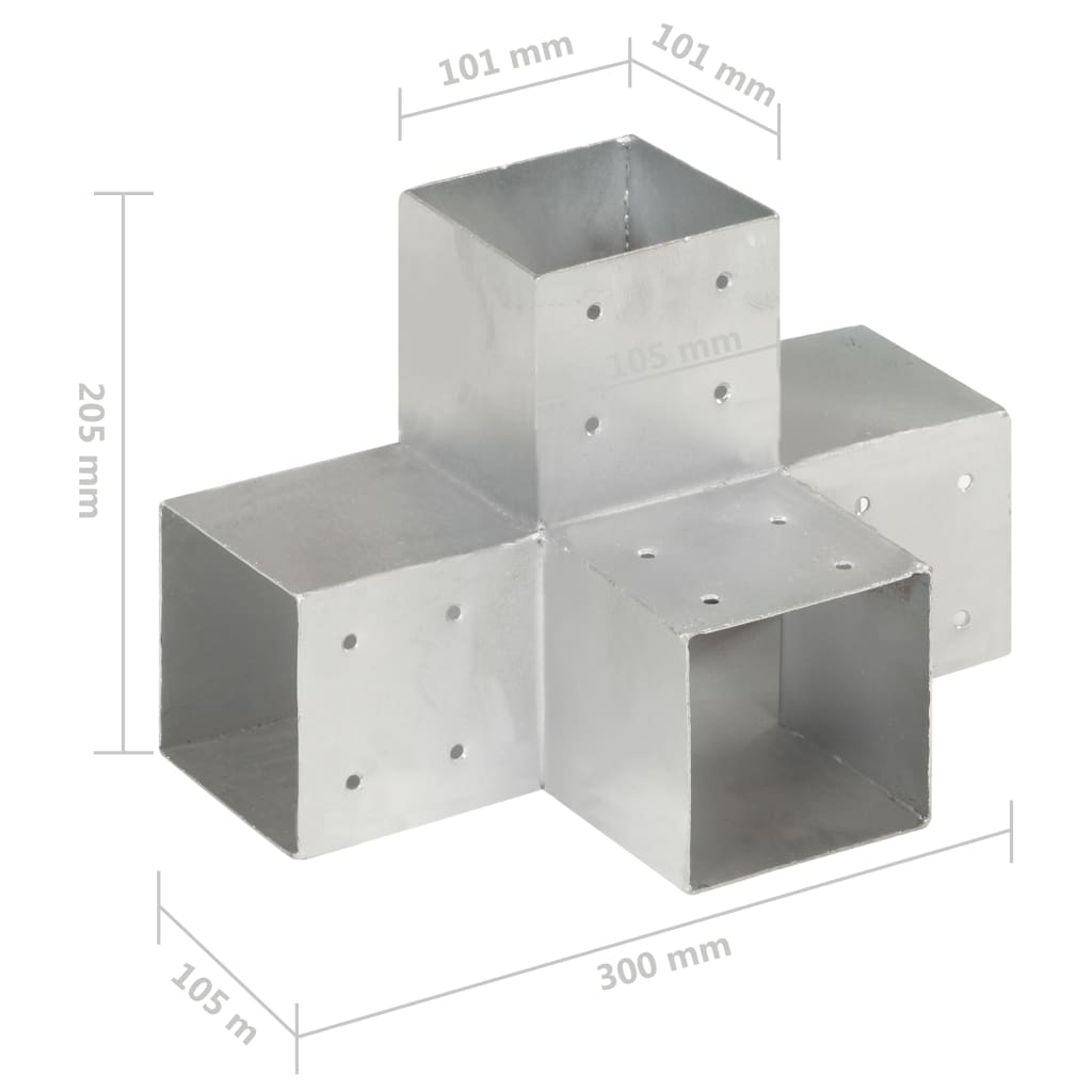 Connettore per Pali a Forma di X in Metallo Zincato 101x101 mm | homemem39
