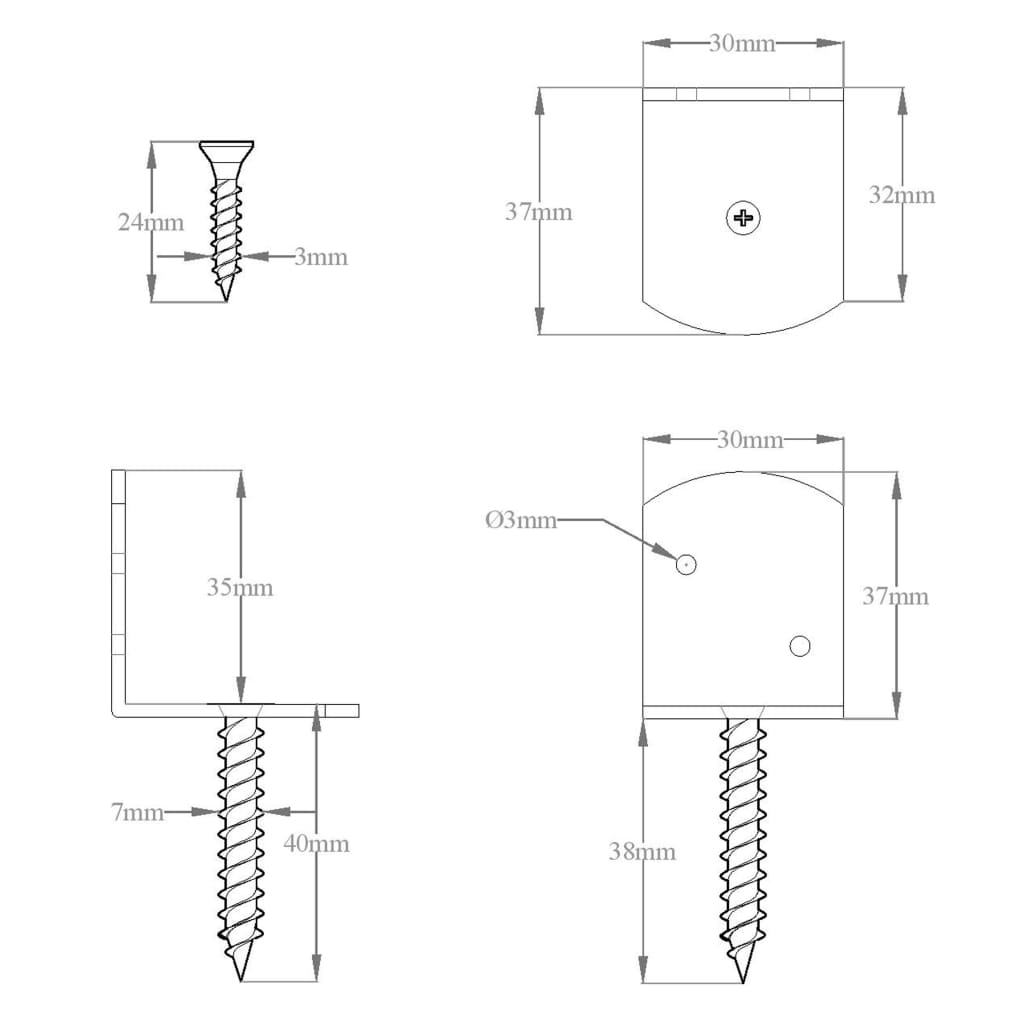 Staffe per Pannello di Recinzione 24 pz a L in Metallo Zincato | homemem39